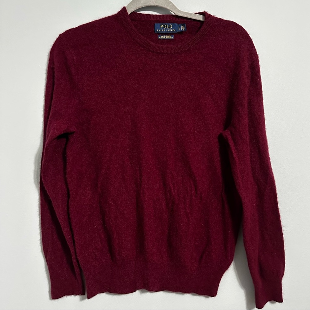 Polo Ralph Lauren Cashmere Washable Crewneck Sweater Wine Red